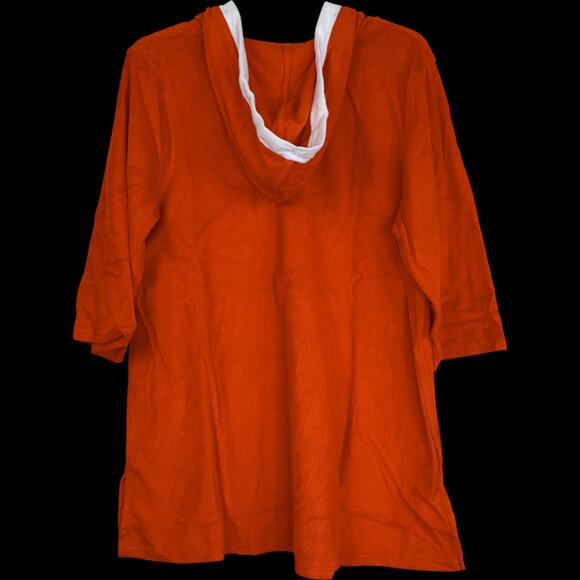 Cuddl Duds Sun Terry Hooded Tunic Spicy Orange Medium 3/4 Sleeve NWOT Pocket - Picture 4 of 13